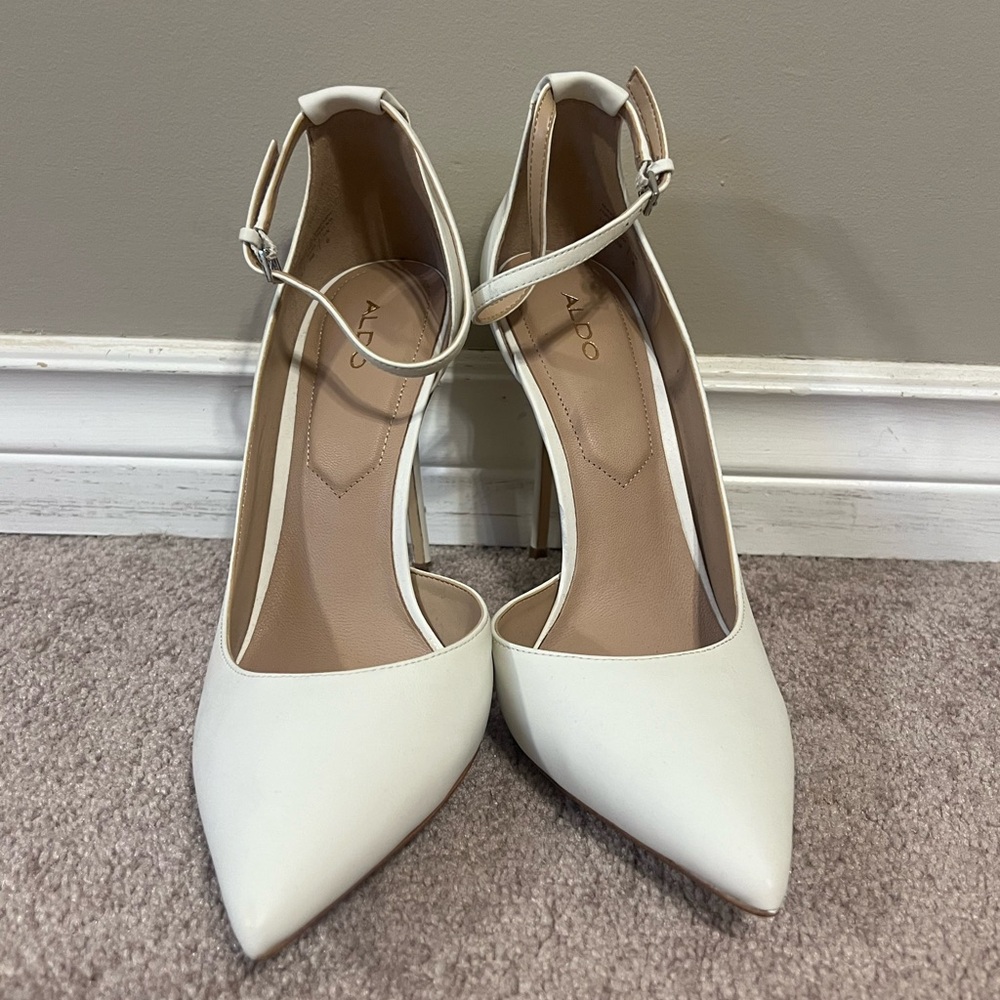 Aldo Elegant Cream Ankle Strap Heels